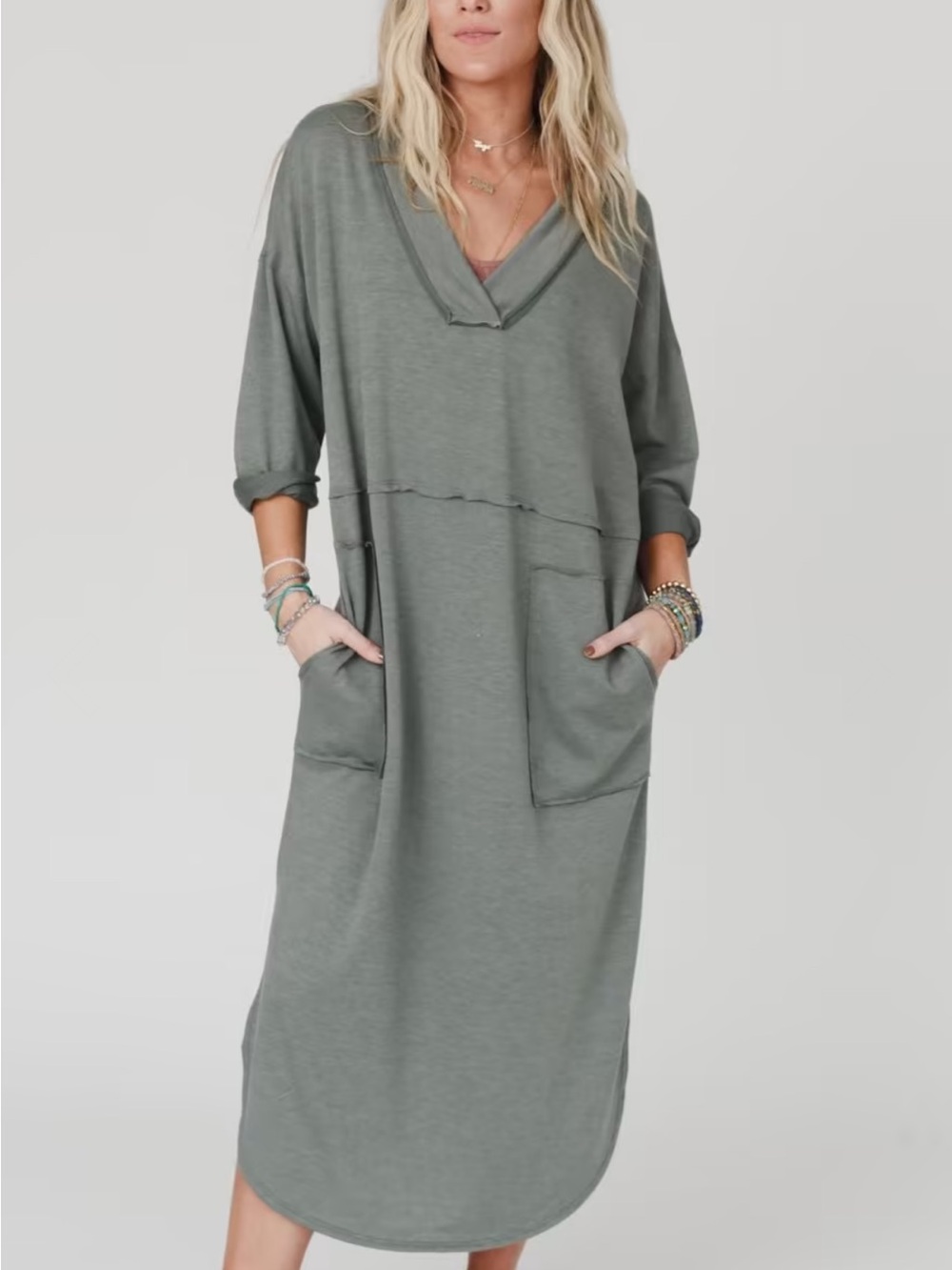 Three Bird Nest Meadow Long Sleeve Slit Maxi Dress LIKE NEW MEDIUM